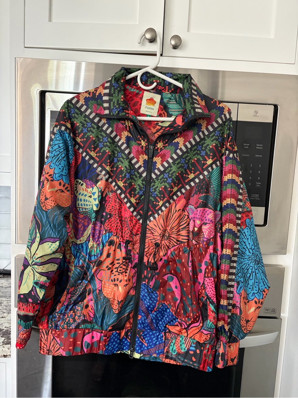 FARM Rio Vibrant Multicolor Floral Bomber Jacket